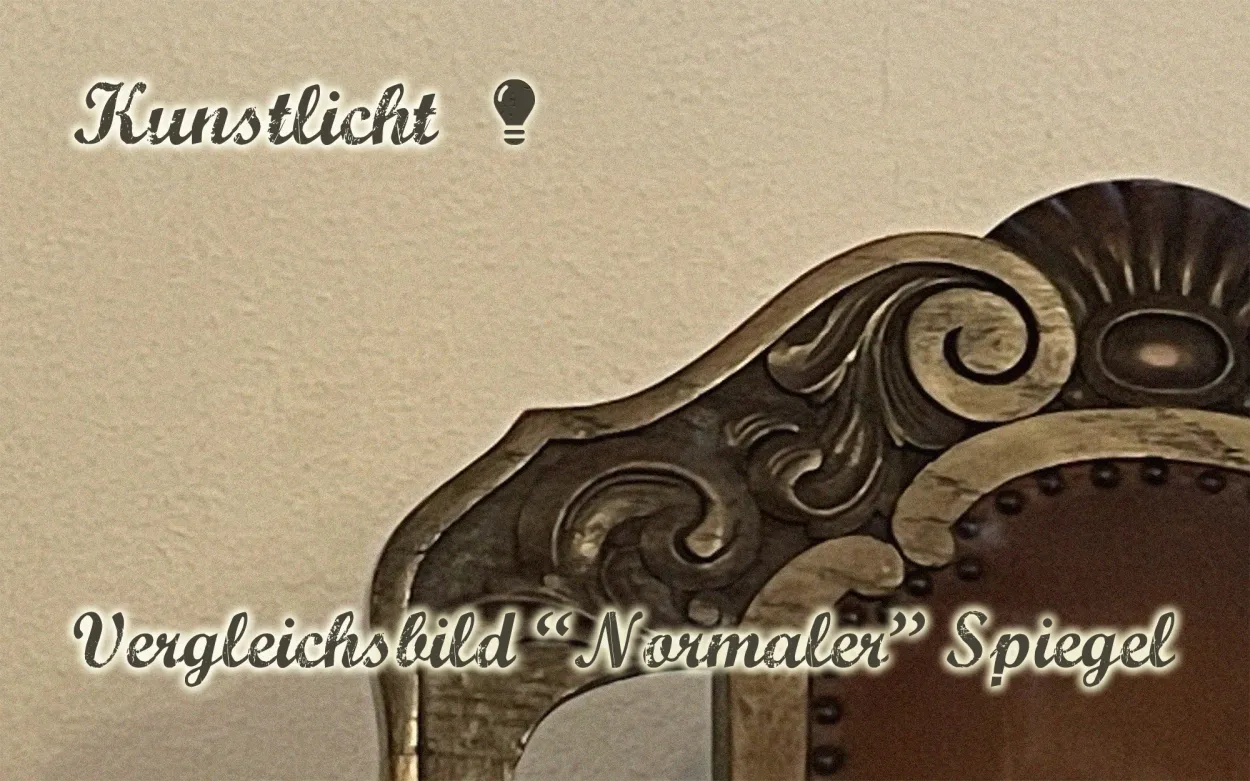 Vergleichsbild: Normales Spiegelglas